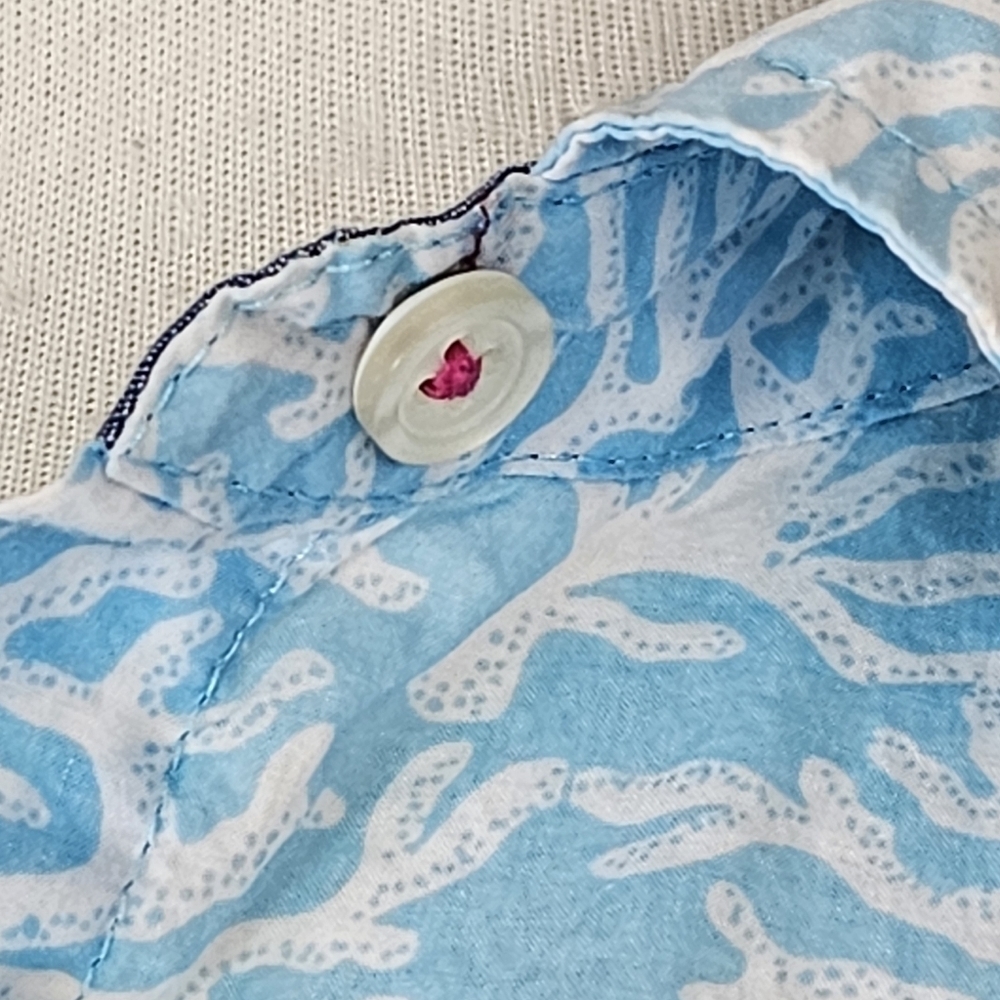 TALBOTS Coastal Coral Reef Button Down Shirt Blue White Size S - Picture 12 of 15